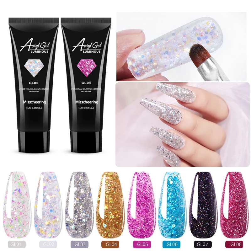 15 мл акриловый блестящий гель для ногтей розовый белый прозрачный СВЕТОДИОДНЫЙ