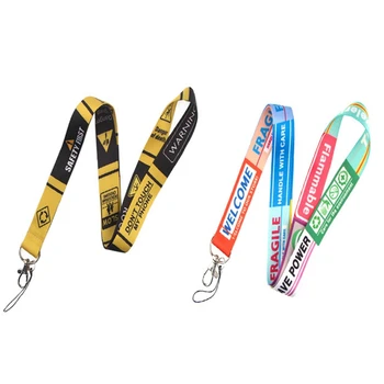 

1PCS Warning Sign Lanyards Cool Neck Strap Phone Keys ID Card Holder Lanyard For Keys DIY Hanging Rope Lanyards