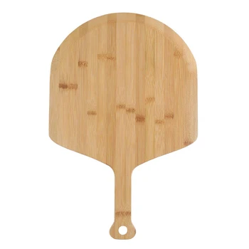 

12 inch Bamboo Wood Pizza Board Simple Cutting Board Fruit Bread Food Plate Wood Dinner Plate with Handle European style