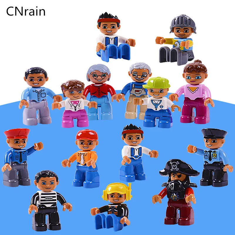 

6pcs/Set Big Building Blocks duplo Characters Compatible big Family Police Pirate Figure Toys For Kids Christmas Gifts