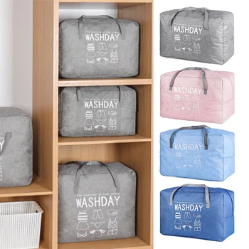 

Big Laundry Basket Clothes -dust Storage Bag Foldable With Clear Window Cotton And Linen Multicolor Storage Bag
