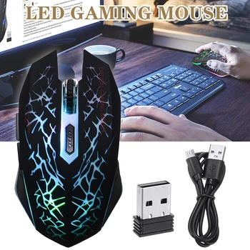 

2400 DPI 6 Buttons 7 Colors LED Backlight Optical USB Wireless Mouse Gamer Mice Laptop PC Computer Gaming Mouse for Pro Gamer