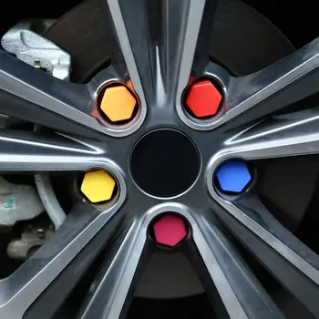 

20Pcs/Set 21mm Silicone Hollow Hexagonal Wheel Hub Screw Cover Car Styling Bolt Nut Caps Tires Decoration Colorful High Quality