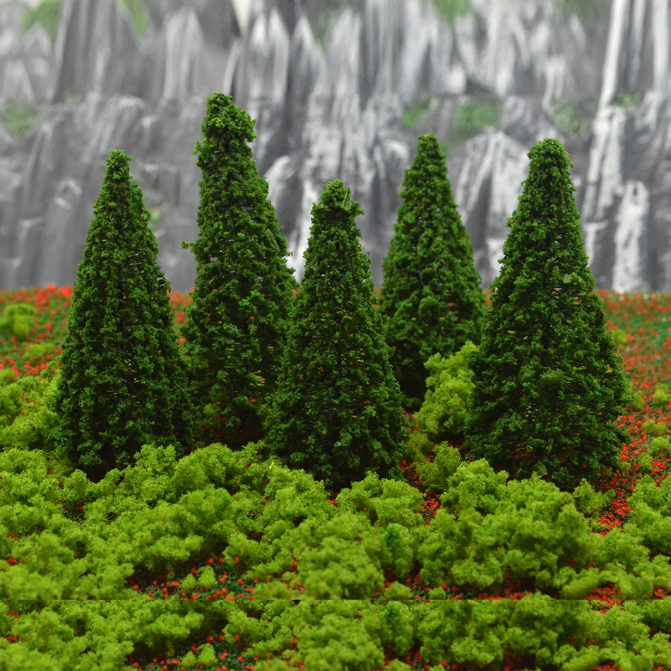 10pcs Dark Green Tree 8cm Model Train Wargame Forest Scenery Layout N Scale 