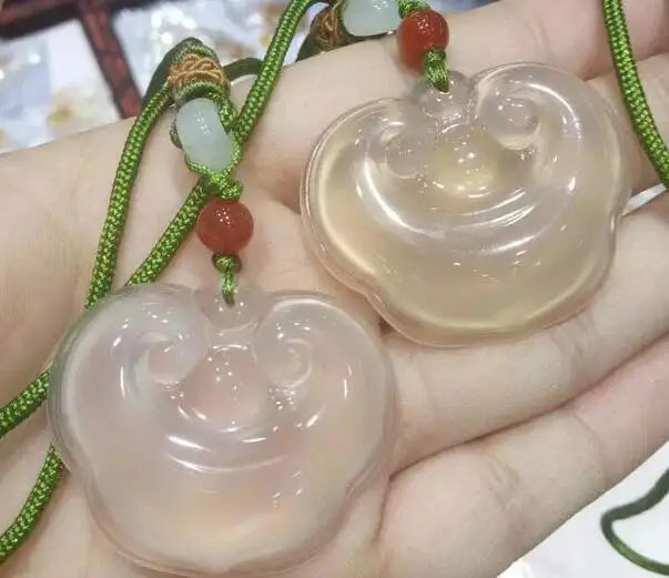 yy810&gt&gt&gt&gt1pc Brazil natural ice white agate chalcedony Pendant Necklace Handmade Ruyi best sweater chain | Украшения и