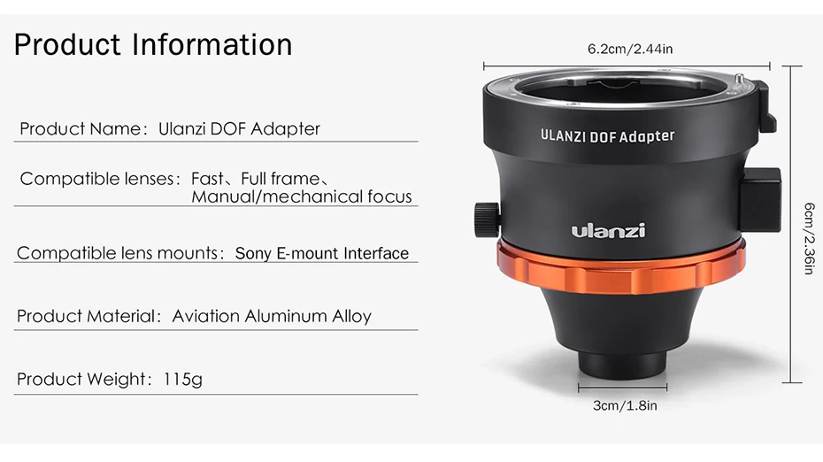 Адаптер Ulanzi DOF для замены смартфона на профессиональный адаптер камеры для телефона плюс SLR/DSLR кино объектив sony E-Mount интерфейс