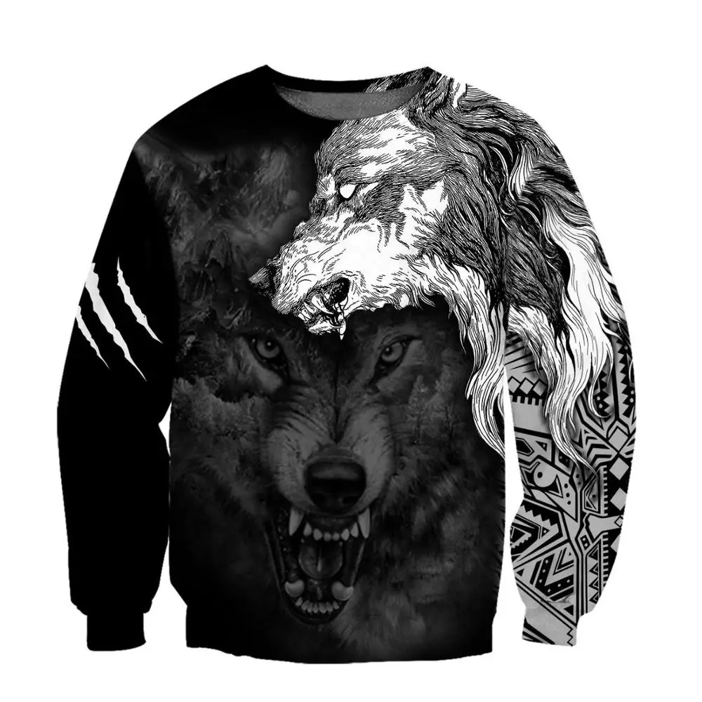 Wolf Spirit Tattoo 3D Over Printed Men Hoodies Sweatshirt Unisex Streetwear Zipper Pullover Casual Jacket Tracksuit KJ0198