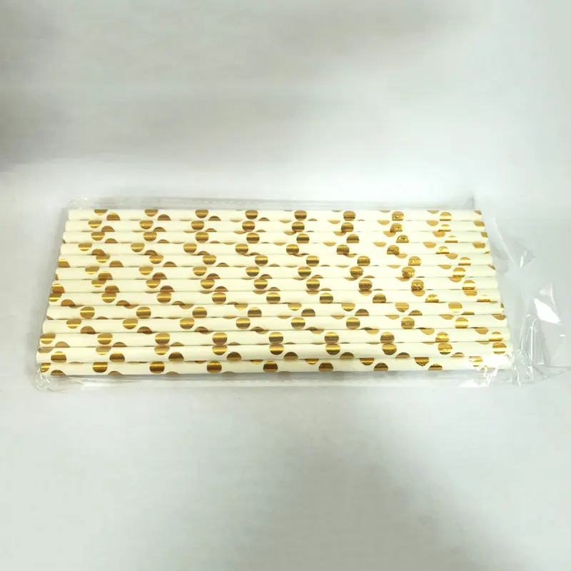 Gold foil Wave dot Экологически чистые металлические Золотые сердца Звезда фольга день рождения полосатая бумага соломинки вечерние бумажные украшения серебряная фольга ed соломинки - Цвет: Gold foil Wave dot