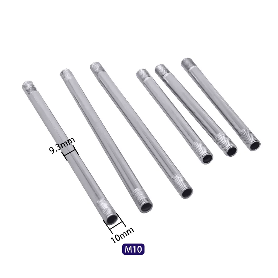 Description Picture 5 of item2pcs Dia 9.3mm Two External Teeth M10 Straight Tube Chrome Iron Rod Hollow Tooth Tube Table Lamp Floor Light Connection Tube