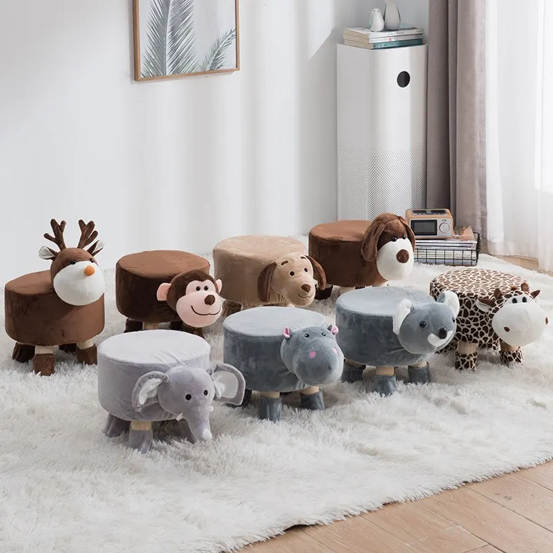 растущий стул Cartoon Change Shoes Children Wooden Stool Creative Sofa Family Lazy Cute Animal Baby Kids Little Dining Chair