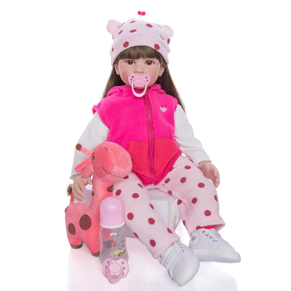 

Boneca Reborn Baby 60CM Soft Silicone Vinyl Doll Long Hair Girl Reborn Baby Dolls Newborn Bebes Lifelike Reborn Doll Toys Gift