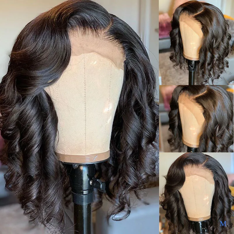 Summer Short Bob Loose Wave 360 Lace Frontal Wigs Blunt Cut Pre Plucked Natural Remy Human Hair Wig For Black Women Bleach Knots | Шиньоны и