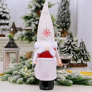 

Sckday Wine Bottle Cover Xmas Faceless Snowflake Hat Wine Bottle Protector Cover Bag for Christmas Decorat Storaging grape wine