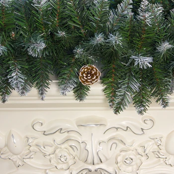 

Christmas Artificial Garland Ornament Rattan With Pine Cones Berries Decor 2.7M Snow Christmas Garland 2020 New Arrival