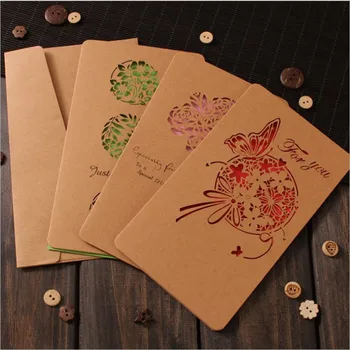 

1 set/pack 18*11CM vintage cowhide hollowed out invitation cards (letter paper + envelope + greeting card)