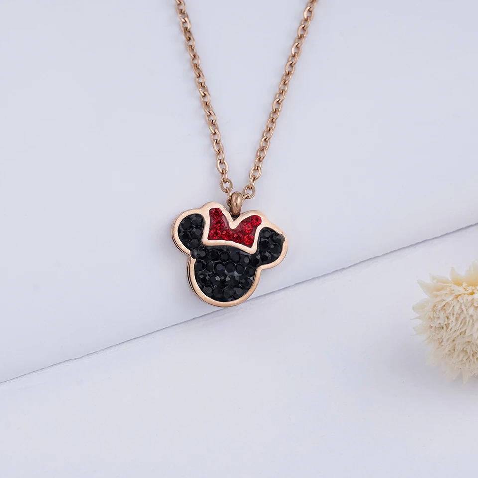 Подвеска мышь Минни ожерелье цепочка из титановой стали ожерелье ...