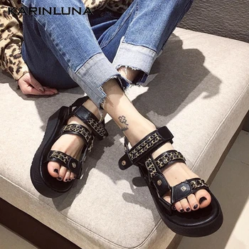 

KarinLuna 2020 New Arrivals Women Sandals Peep Toe Wedges Platform Metal Decoration Pumps Summer Casual Woman Shoes