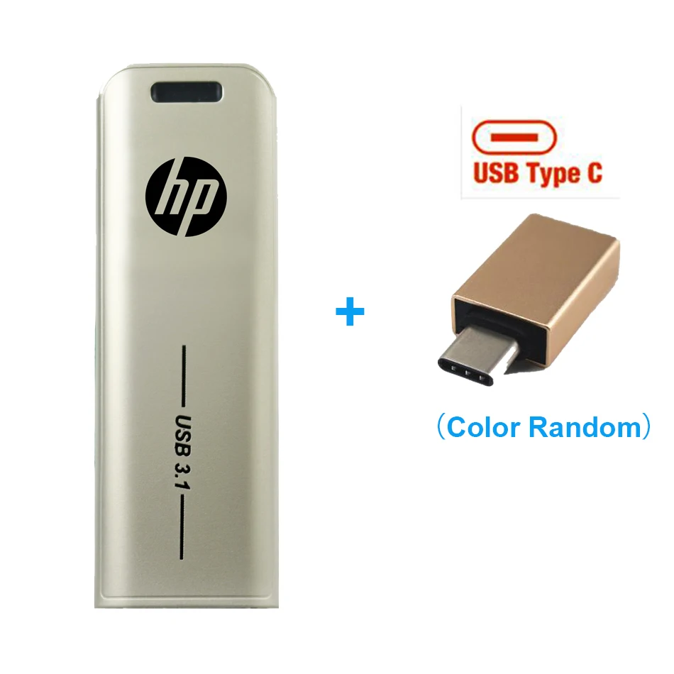 Hp USB 3,1 USB флеш-накопитель оригинальные флешки Max 300 МБ/с. 512 ГБ 256 ГБ 128 Гб 64 ГБ для портативных ПК медиа-плеер для мобильного телефона - Цвет: Free Type-c adapter