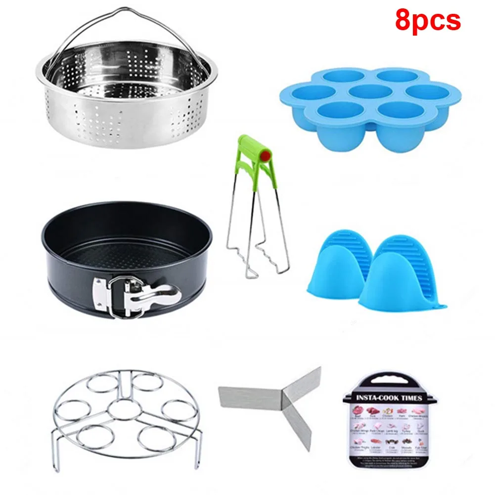 8pcs Steamer Basket Home Dining Room Pressure Cooker Clip Pot Accessories Set Durable Food Rustproof Stainless Steel Electric