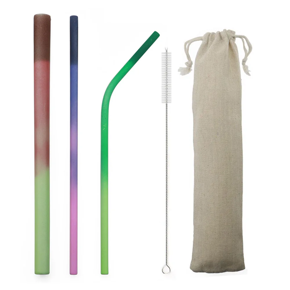 

5Pcs Eco Friendly Reusable Straws 304 Stainless Steel Straws Induction Temperature Color Change Metal Smoothies Drinking Straws