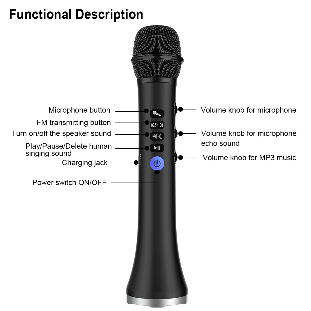 2 в 1 караоке микрофон беспроводной динамик Bluetooth c микрофоном ручной поет и записывает портативный KTV плеер для смартфона, ПК