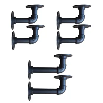 

2pcs Industrial Wall Mounted Iron Pipe Shelf Bracket Floating Holder Black Storage Rack Home