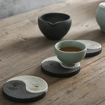 

3D Silicone Concrete Molds Gossip Tai Chi Creative Cement Retro Coaster Moulds Handmade Home Decorative Tool