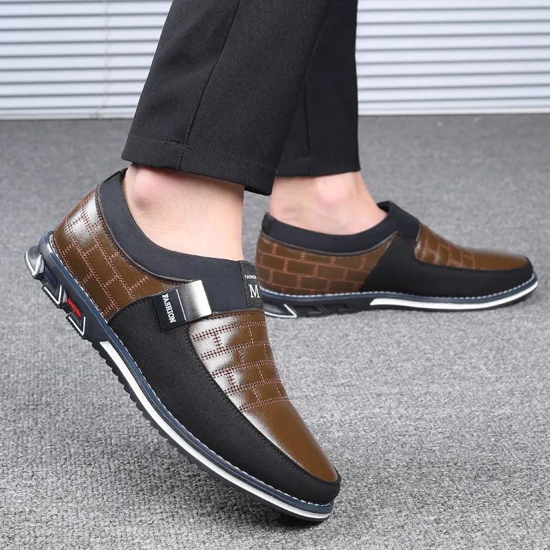 Новая мужская обувь теплая и бархатная обувь из воловьей кожи Модные Повседневные слипоны для формальных и деловых встреч и торжеств модельные туфли большие размеры 38-48 - Цвет: brown