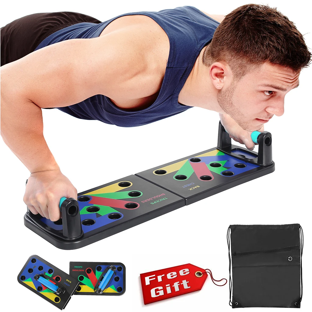 12 in 1 Fitness Push Up Board Push-up Stands Foldable Portable Breast Triceps Muscle Training Exercise Equipment w/ Storage Bag
