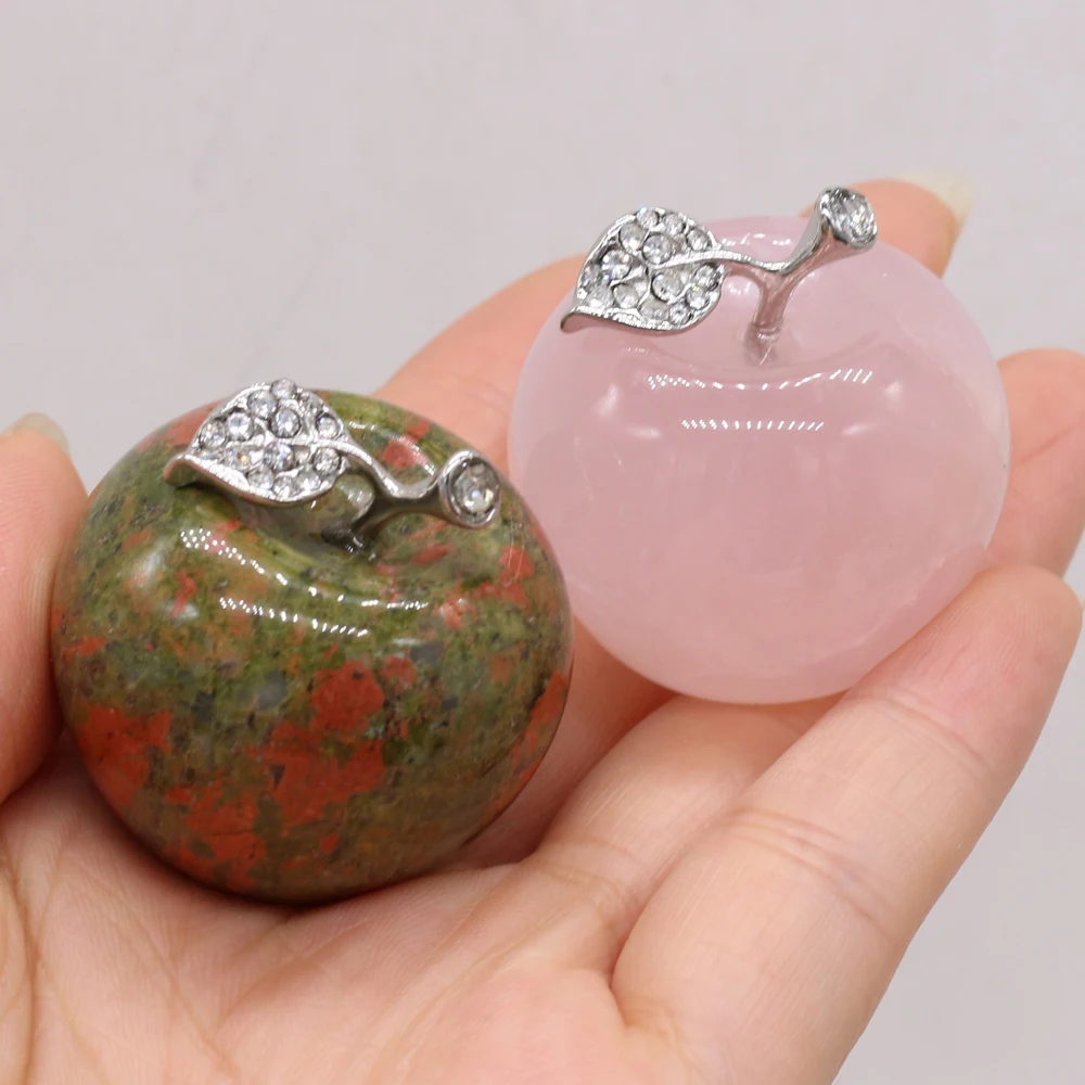 

Wholesale Apple Quartz Natural Gemstone Crystal Carved Figurine Reiki Healing Room Ornament Christmas Home Decor Gift 1pc