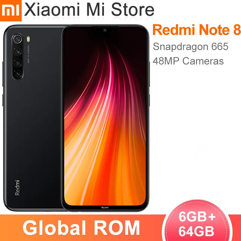 Глобальный Встроенная память Redmi Note 8 6 Гб 64 48MP Quad камеры смартфона Snapdragon 665 Octa Core 3