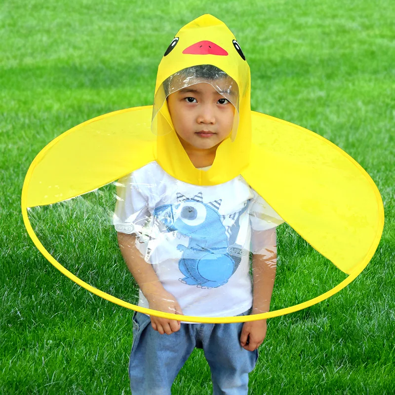 

Baby UFO Hat Umbrella Outdoor Cloak Transparent Waterproof Raincoat Folding Cartoon Creative UFO Hat Raincoat