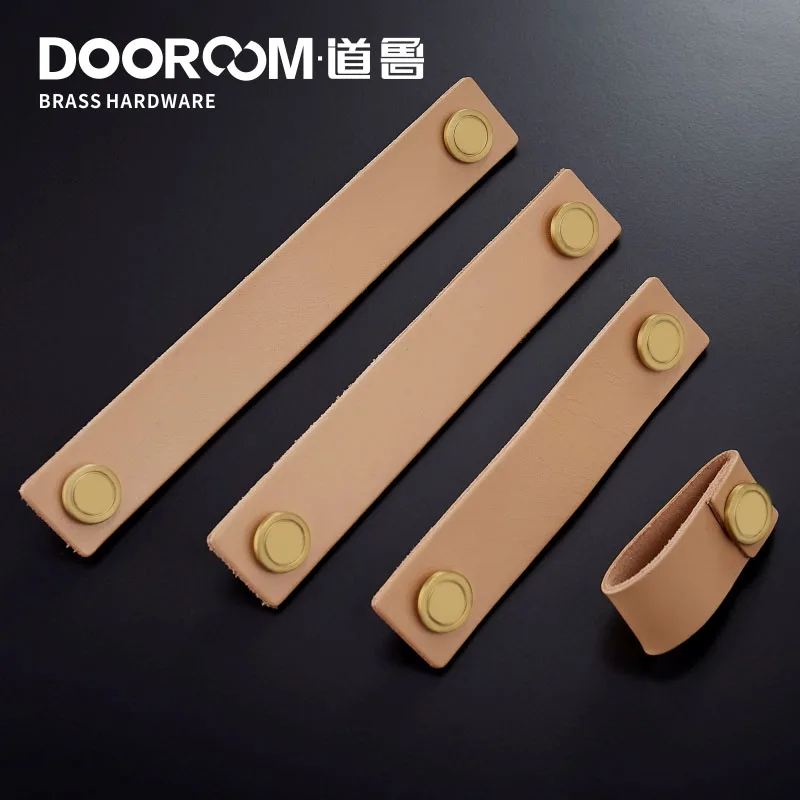 Прочные ручки для мебели Dooroom из натуральной коровьей кожи Современные Простые