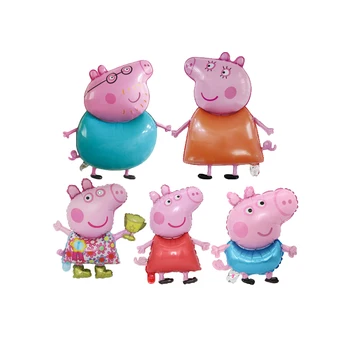

5Pcs/set Peppa Pig Children Balloon Toy Birthday Party Decoration Toys Cartoon Pink Pig Anime Figure Family Party Toy Kid Gift