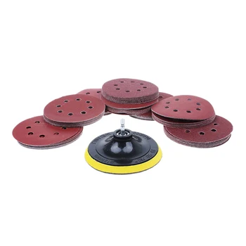 

80 Pack 5 Inch Sanding Discs Kit 8 Hole Sander for Drill Polishing Pad Hook and Loop PlateSandpaper Abrasive Tool