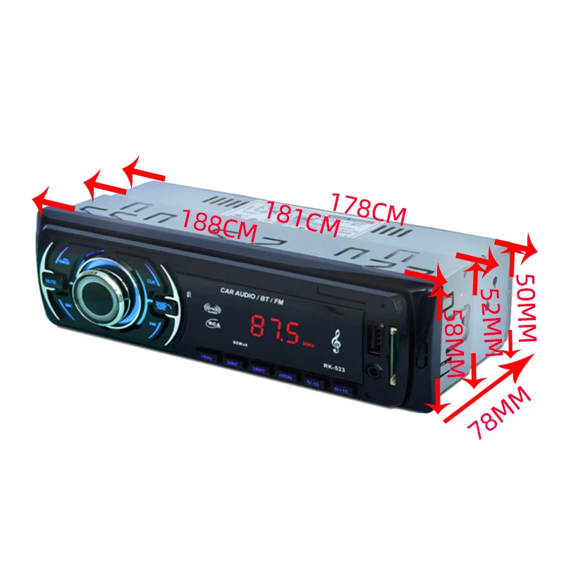 IDin RK-523 стерео аудио MP3 плеер Автомобильный Черный 4 колонки FM Функция Поддержка USB/SD/Card Reader DC12V Bluetooth