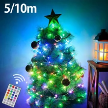 

5M/10M Copper Wire String Lights Christmas Tree Wedding Party Decor USB Powered Colorful Fairy String Light 50/100LED Home Decor