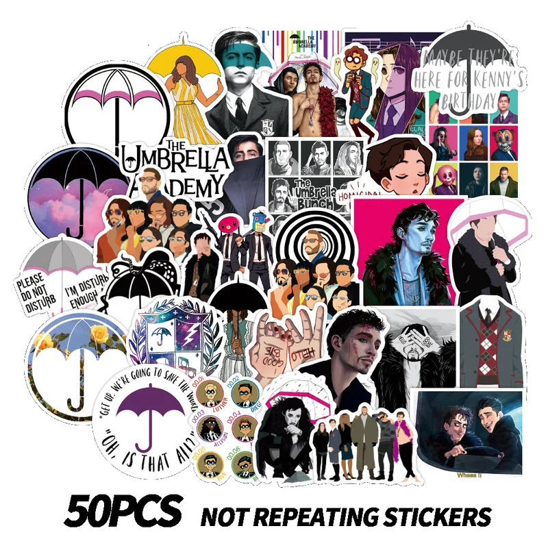 

50PCS TV Series The Umbrella Academy Stickers Pack for Stationery Laptop Skateboard Motorcycle Guitar Helmet Cool Sticker Toys