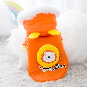 

Little Lion Backpack Down Jacket Dog Cotton Jacket Cat Hoodie Dog Winter Clothes Warm and Comfortable Plush Hat