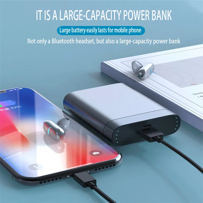 TWS Bluetooth 5.0 Earphones 5000mAh Charging Box Automatic lifting Wireless In-ear 9D Stereo Sports Waterproof Earbuds Heads