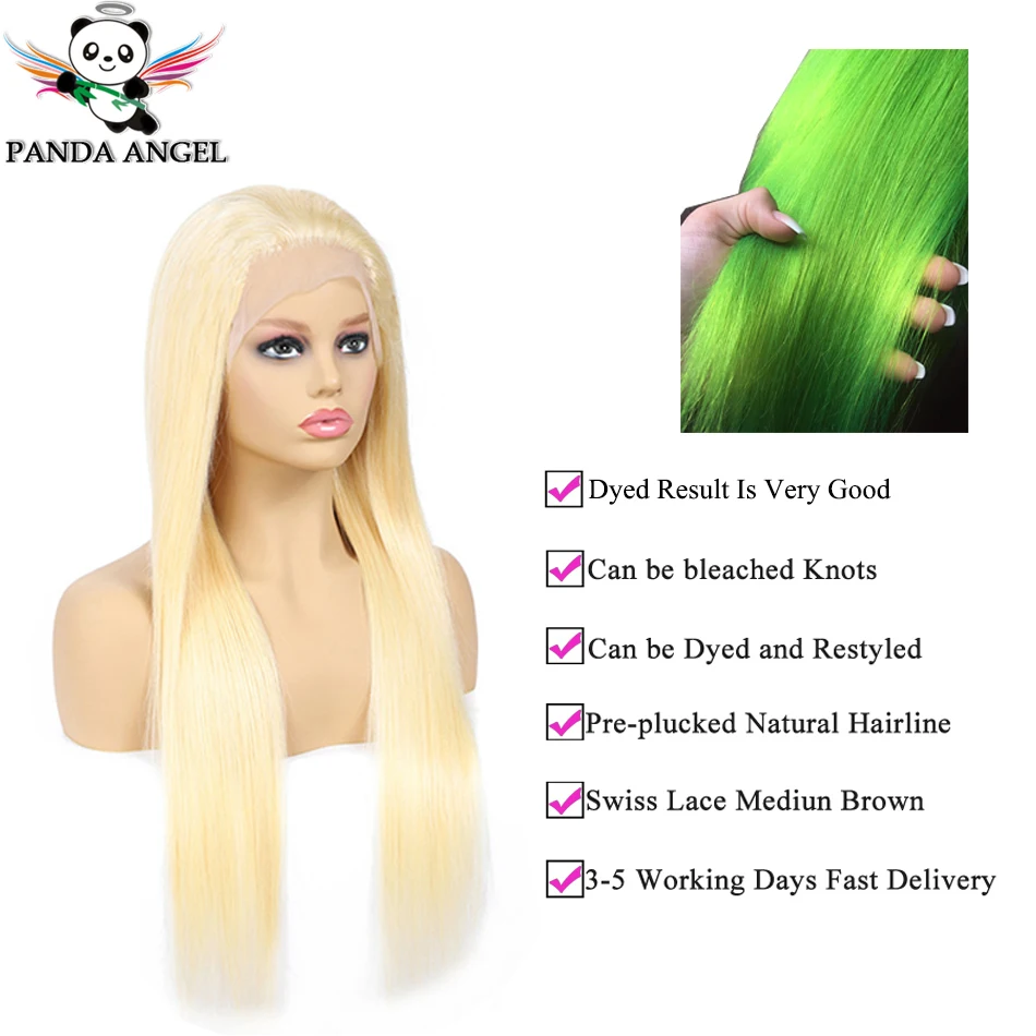 Панда Ангел 13*4 медовый блондин Цвет Remy бразильские Прямые кружевные передние человеческие волосы парик 613 Омбре кружевные передние парики