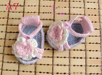 

Baby shoes, handmade crocheted baby girl shoes, baby summer sandals, flower-shaped shoes