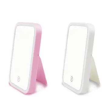 

LED Makeup Mirrors Lighted Cosmetic Magnifying Table Mirror Lamp USB Square Beauty Touch Screen Bathroom Gifts