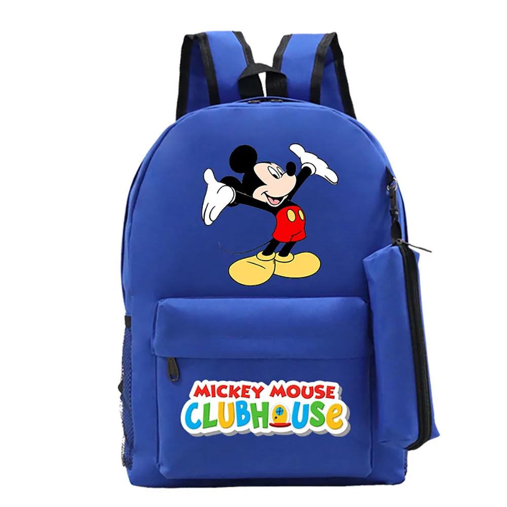 Disney Anime Cartoon Mouse Surrounding Pattern Print Backpack+Pencil Case Leisure Student School Bag Boys Leisure Two-Piece Suit