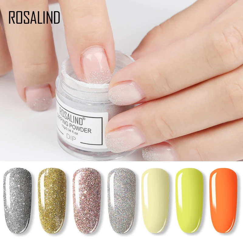 ROSALIND Dipping Powder Holographic Dust Nail Art Decorations without Lamp Cured 10g All For Manicure Nails Glitter Dip Powder