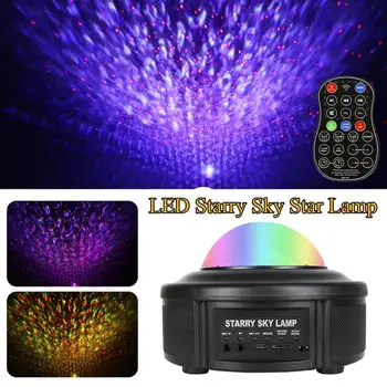 

USB Night Light Led Starry Sky Projector Lamp Star Light 3D Ocean Wave Party bluetooth Speaker Lamp Sound Control Laser Light