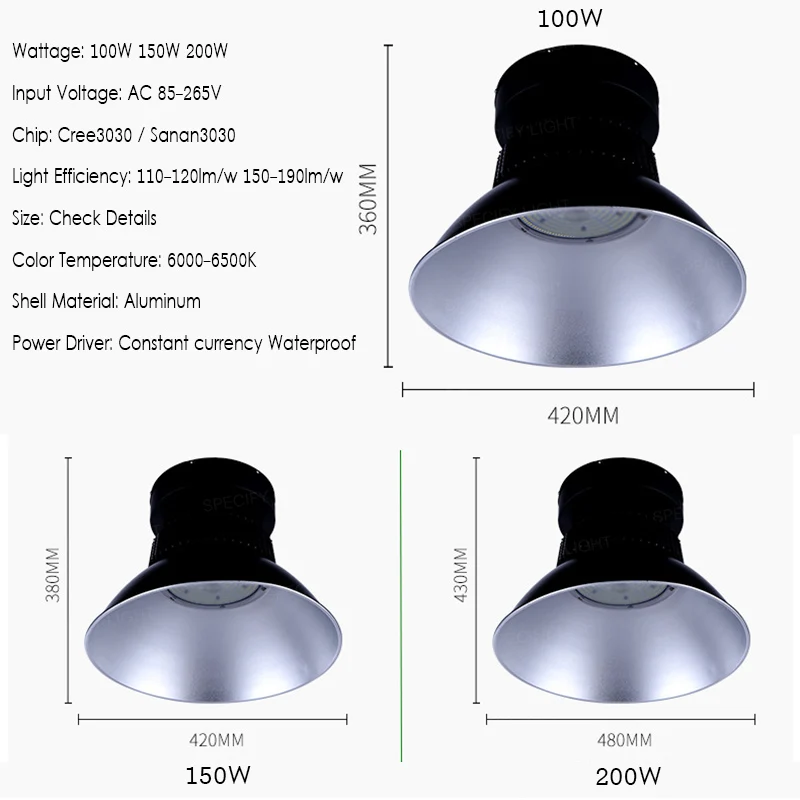 100W 150W 200W LED Highbay Light Mining Lamp Fin Radiator Industrial Factory Workshop Warehouse Super-market Ceiling Lighting (8)