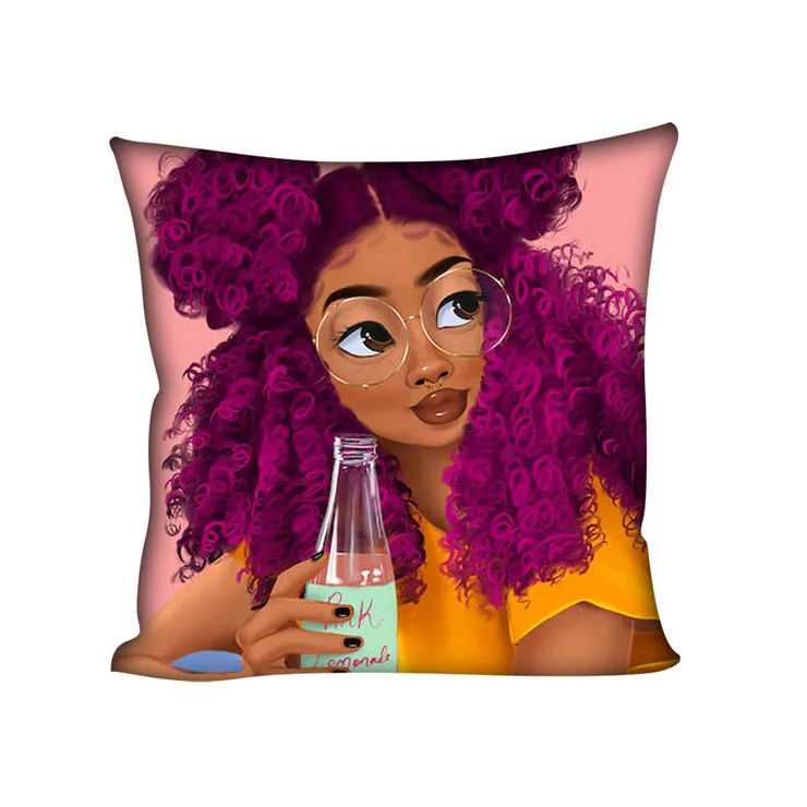 HUGSIDEA Черная Королева африканская девочка наволочка с принтом из мультфильма афро леди пледы подушки диван наволочки для подушек декоративная наволочка для подушки - Цвет: Z5174DG