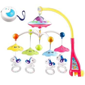 

Baby Toys 0-12 Months Crib Mobile Musical Bed Bell with Animal Rattles Projection Cartoon Early Learning Kids Toy