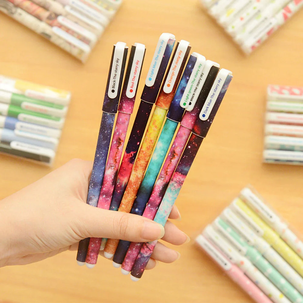 Roller Ball Pen 6pcs/Set Black/Colorful Students Writing Tool Office Accessories 15cm Creative Stationery Gift School Supplies